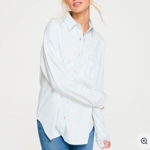 Aeropostale Long Sleeve Oversized Chambray Button-Down Shirt